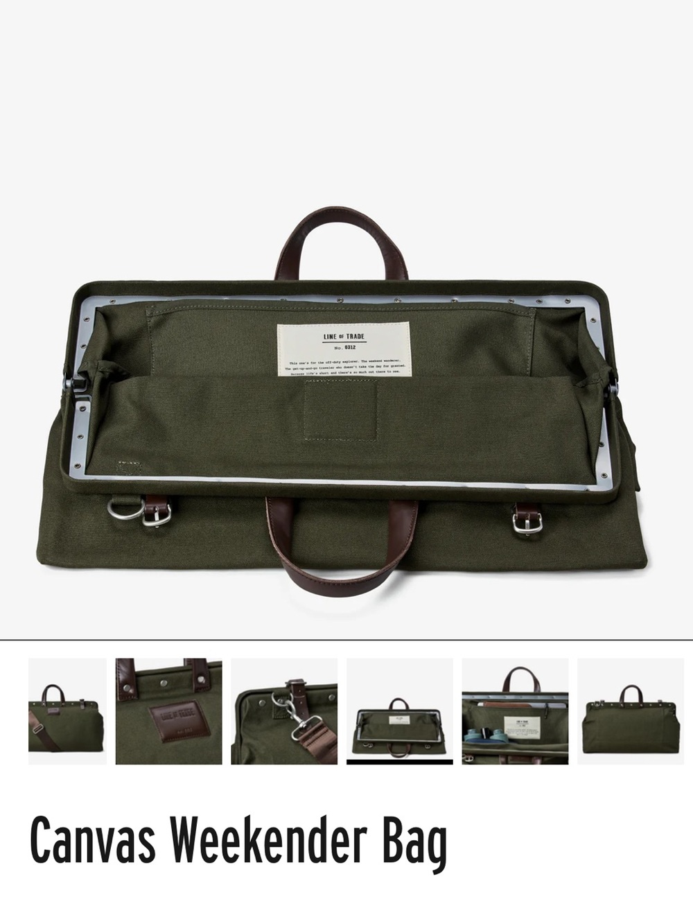 Canvas Weekender Duffel Bag - Olive Green - Picture 3 of 11